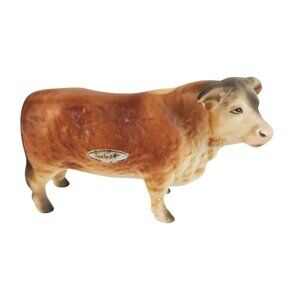 Vintage Lefton Hereford Bull Figurine Mid Century Japan Ceramic Numbered 750